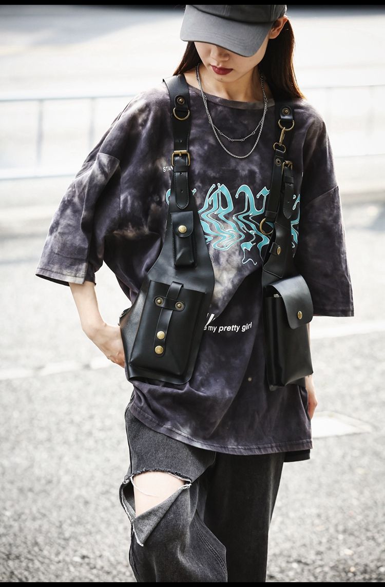 Hip Hop Retro Outdoor Trendy Brand Multifunctional Vest Bag_voghion.com
