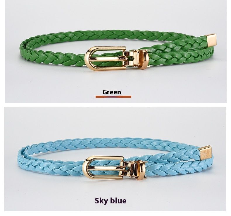 Ny klänning med tunn midja för kvinnor, exklusivt och mångsidigt dekorationsbälte med nålspänne i PU, litet bälte i koreansk version_voghion.com