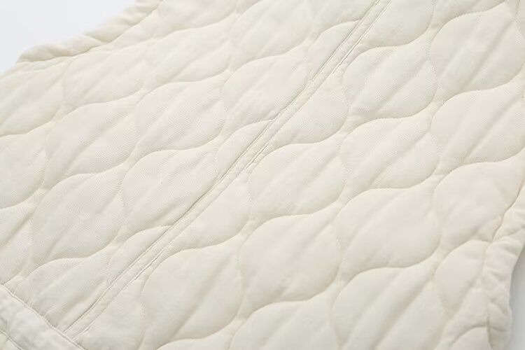 Women's clothing 2024 autumn and winter new item diamond grid stand collar sleeveless cotton jacket vest_voghion.com