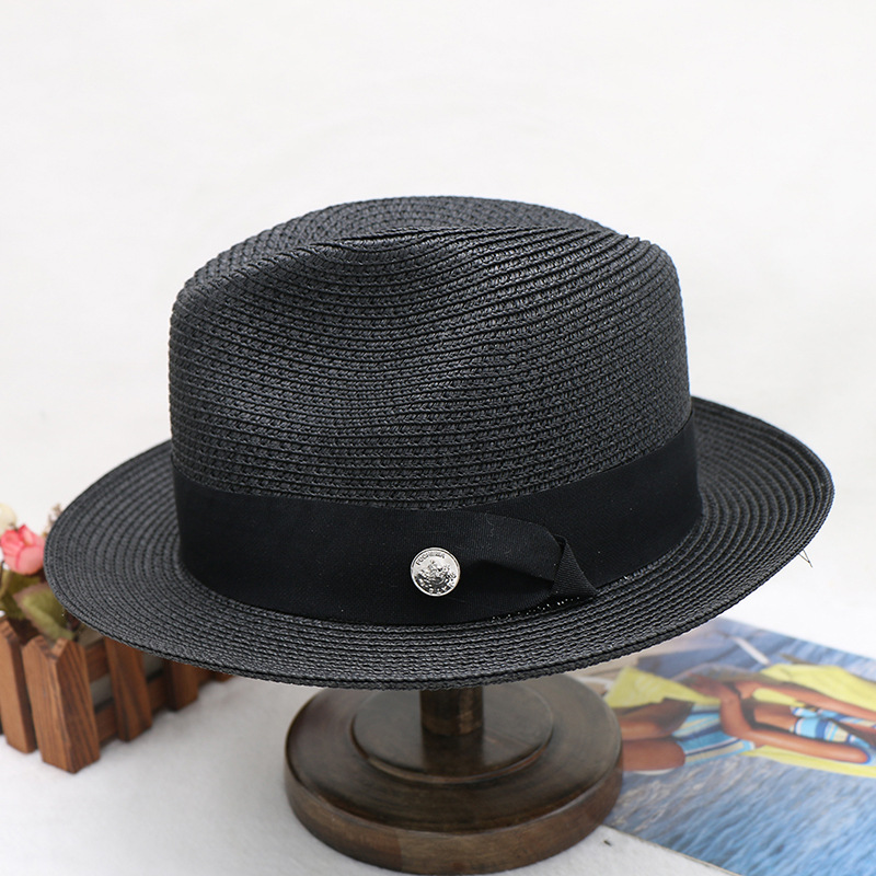 papyrus fine braid top hat new product travel shopping versatile spring and summer wide-brimmed jazz hat_voghion.com