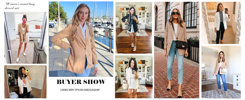 Blazer damă pentru serviciu, casual, cu mânecă lungă, cu guler și rever, sacou cu buzunare_voghion.com