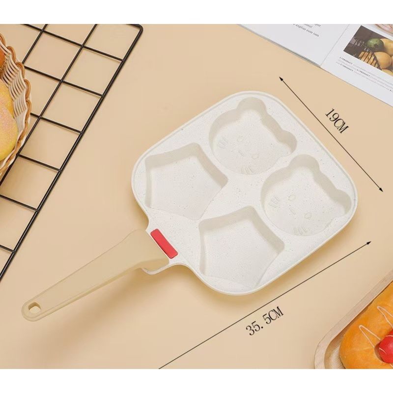 Home Cute Breakfast Children's Cartoon Four-Hole Egg Non-Stick Maifan Stone Flat Frying Burger Pan_voghion.com