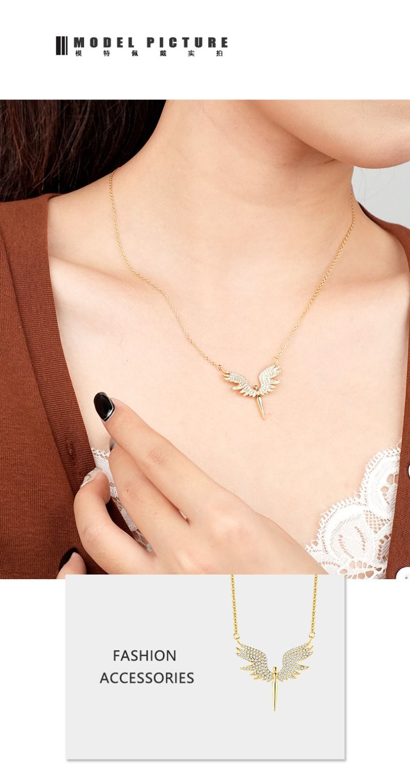 Sterling Sëlwer Liicht Luxus Zirkon Engelflilleken Halskette Nisch Design Schléissebeen Kette_voghion.com
