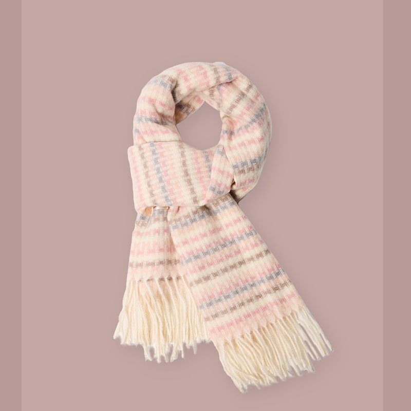 Sciarpa calda al collo in stile coreano versatile, stile coreano, nuova sciarpa scozzese rosa per ragazze dolci, autunno inverno 2024_voghion.com