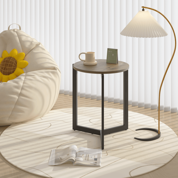 19.68'H Round Side Table, Round Accent End Table With Sturdy Metal Frame, Round Nightstand, For Living Room, Bedroom, Balcony, Office_voghion.com