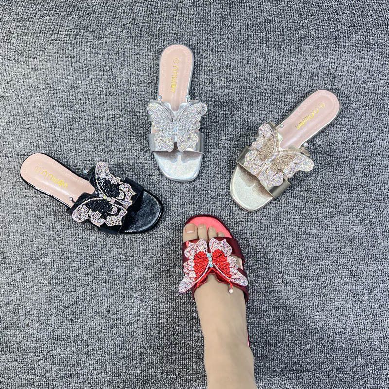 Chaussons pour femmes, ballerines pour femmes, chaussures plates, surface diamantée, extérieur, sans lacet, mode, pantoufles pour femmes Huidong, usine_voghion.com