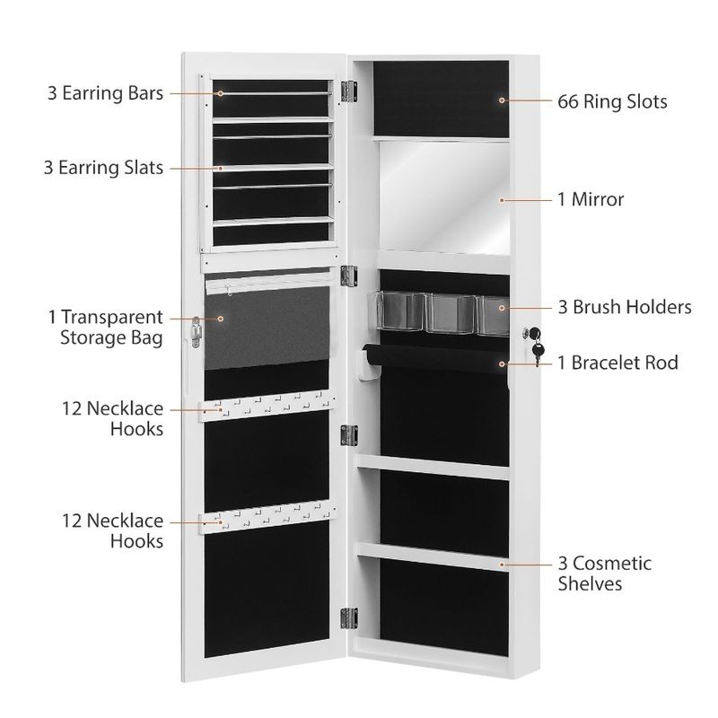 Storage PVC Mirror Grain Cabinet Wood Dration Mirror Retro Mirror Coating Dressing Whole Body White Jewelry_voghion.com