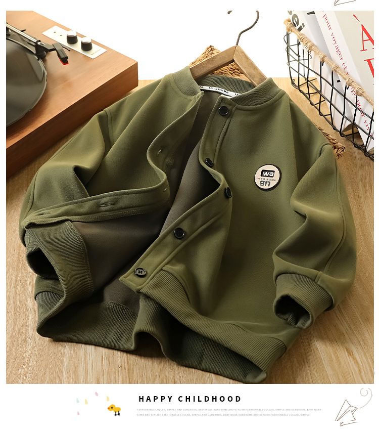 Abbigliamento per bambini in stile retrò, autunno e inverno, comodo colletto da baseball, giacca casual alla moda_voghion.com