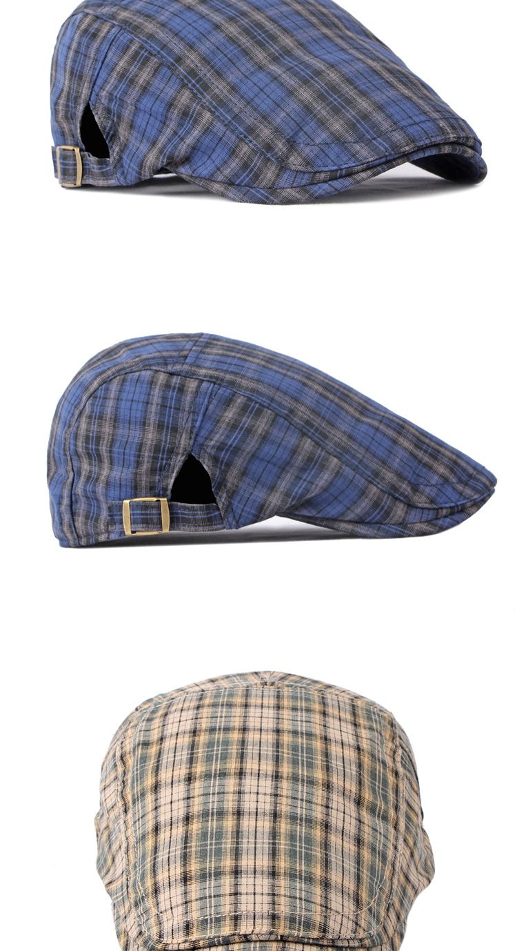 Hot Sale Casual Plaid Men Berets Summer Herringbone Newsboy Women Vintage Flat Ivy Hats Cotton Thin Golf Driving Cap_voghion.com
