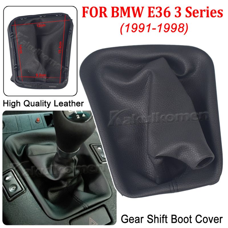 Car Gear Stick Manual Shift Black Leather Boot Plastic Frame For E36 3 Series 1991 1992 1993 1994 1995 1996 1997 1998_voghion.com