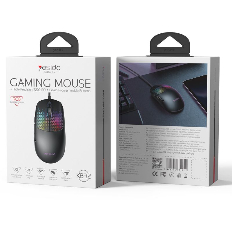 Wired Gaming Mouse - 5600 DPI, 7 Programmable Buttons, 4-Way Scroll Wheel, Ergonomic Design, Ultra-Lightweight 80g_voghion.com