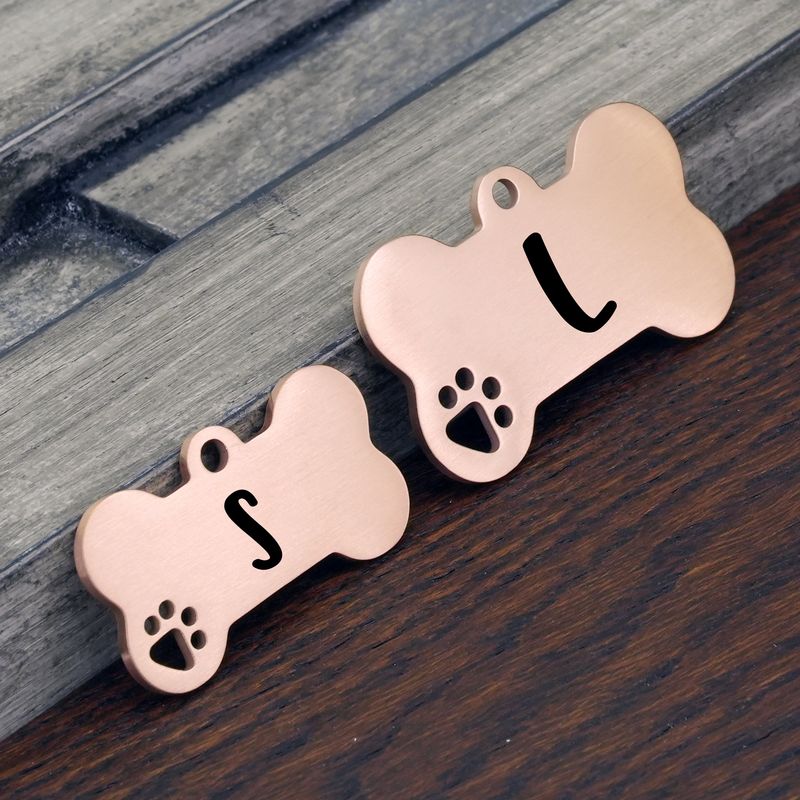 Etiqueta de identificação personalizada para cachorro preta/prateada_voghion.com