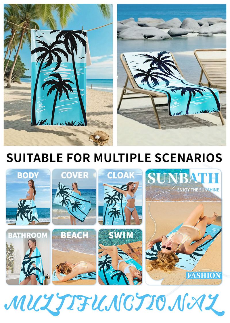 Asciugamano da spiaggia - Microfibra di alta qualità (grandezza 90x180 cm, ultra assorbente, asciugatura rapida, per vacanze/resort/bordo piscina)_voghion.com