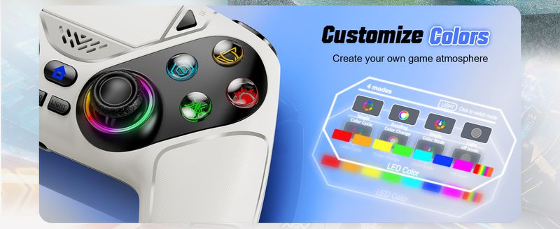 Controller für PS5/Playstion 5 Pro/Slim/PC-Konsole Wireless Gamepad Game Joystick RGB-Leuchten Turbo Touchpad Hall Trigger_voghion.com