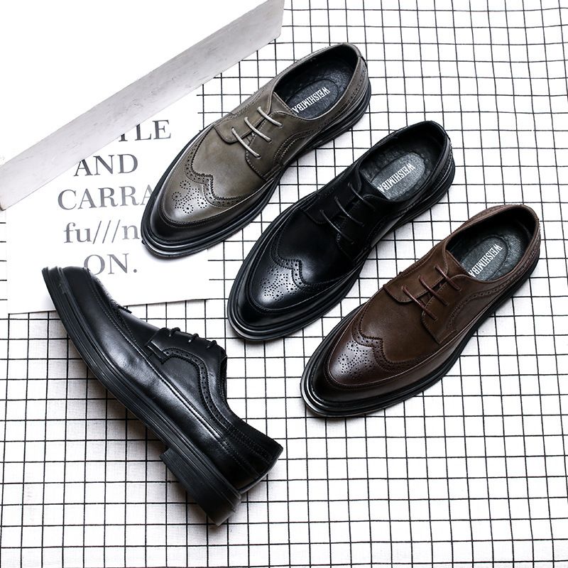 Summer New Brogue Formal Business Casual Leather British Style Carved Low-top Men's Shoes_voghion.com