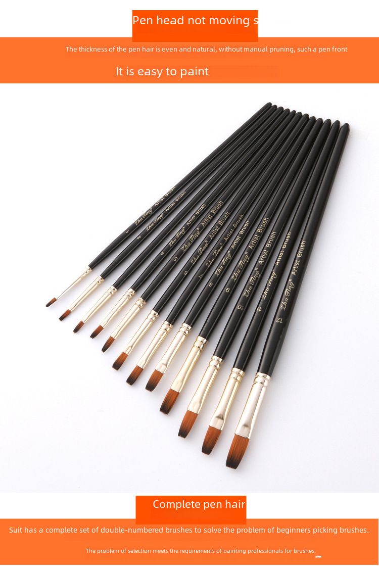Cross-border 12 nylon wool brush two-color nylon wool brush round front watercolor brush art painting brush_voghion.com