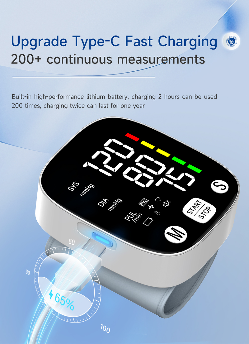 Automatisches digitales Handgelenk-Blutdruckmessgerät, Blutdruckmessgerät, Tonometer, Tensiometer, Herzfrequenz-Pulsmesser, BP-Monitor_voghion.com