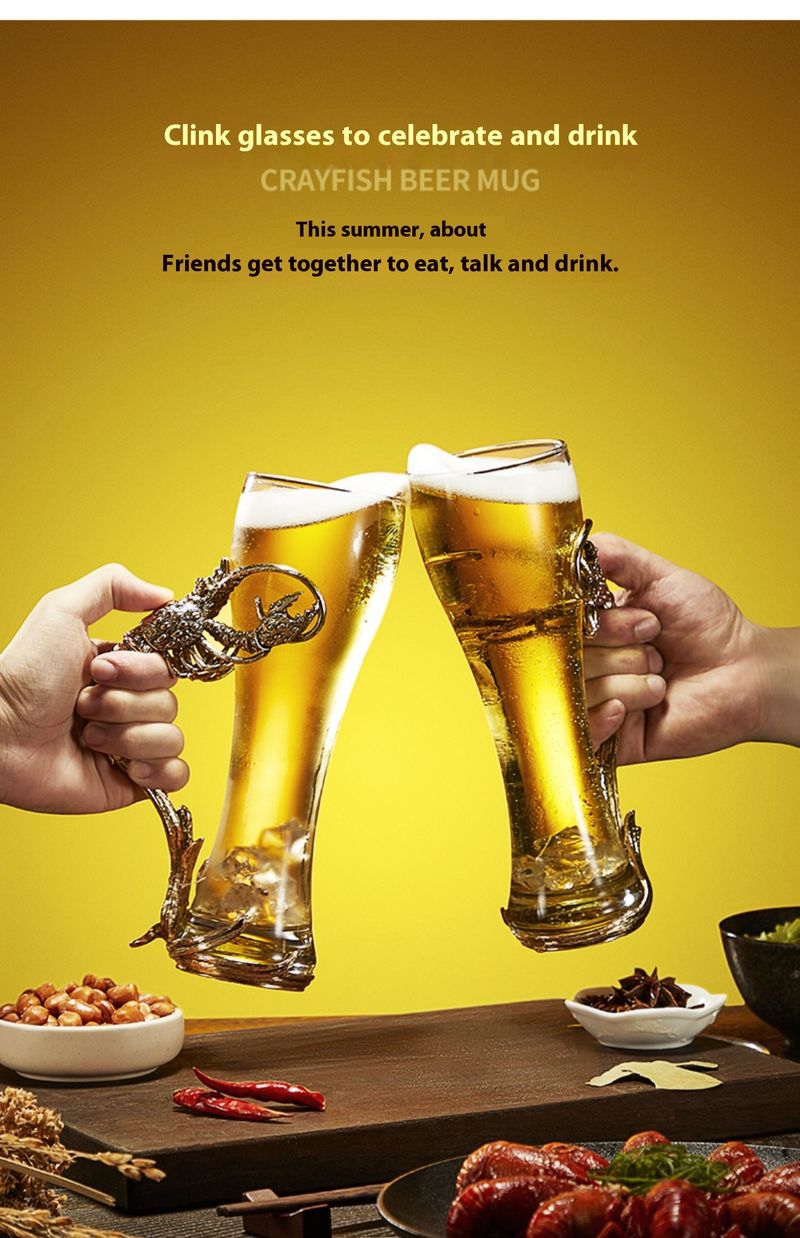Wysokiej jakości kreatywny i spersonalizowany szklany kubek w kształcie homara, wysokiej jakości rzemiosło o dużej pojemności, pas internetowej gwiazdy, do domu_voghion.com