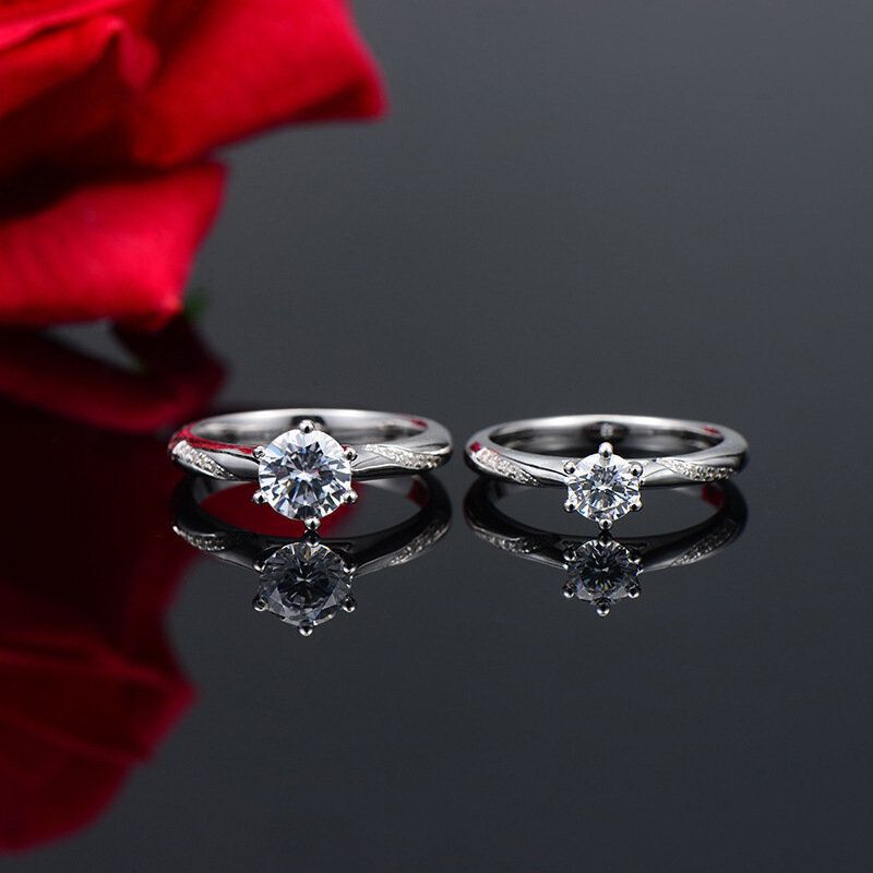 Live streaming hot selling Mosang Stone Ring voor klassieke dameskoppels met micro-ingelegde Japanse en Koreaanse mode_voghion.com