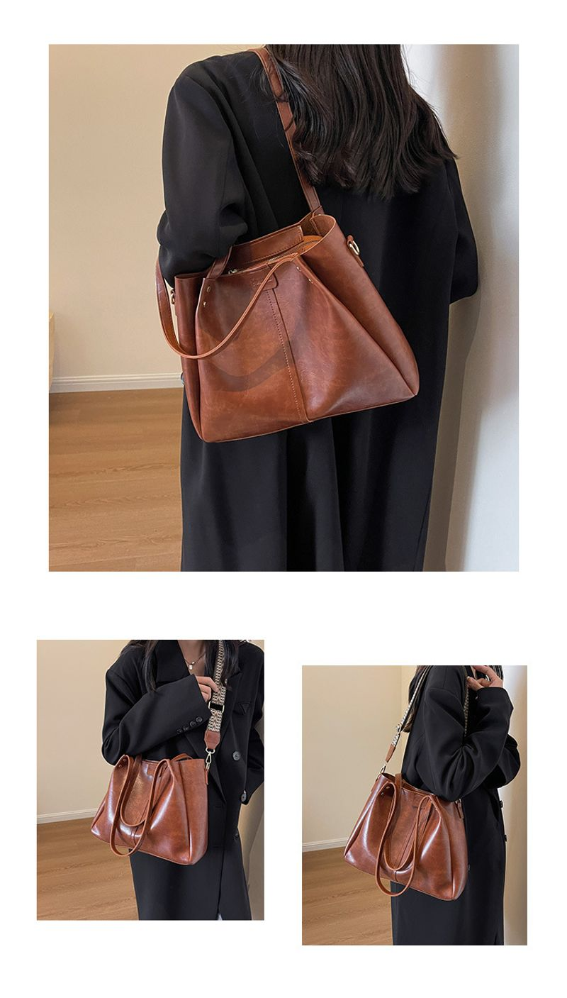 Tote per pendolari retrò di grande capacità in Europa e negli Stati Uniti 2023 nuova tracolla a tracolla con tracolla larga con texture a mano_voghion.com