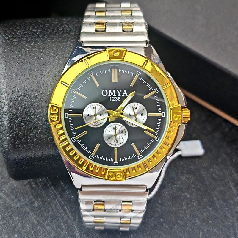 Watch OMYA New Three Eye Men's Fashion Business Steel Belt Quartz Watch_voghion.com
