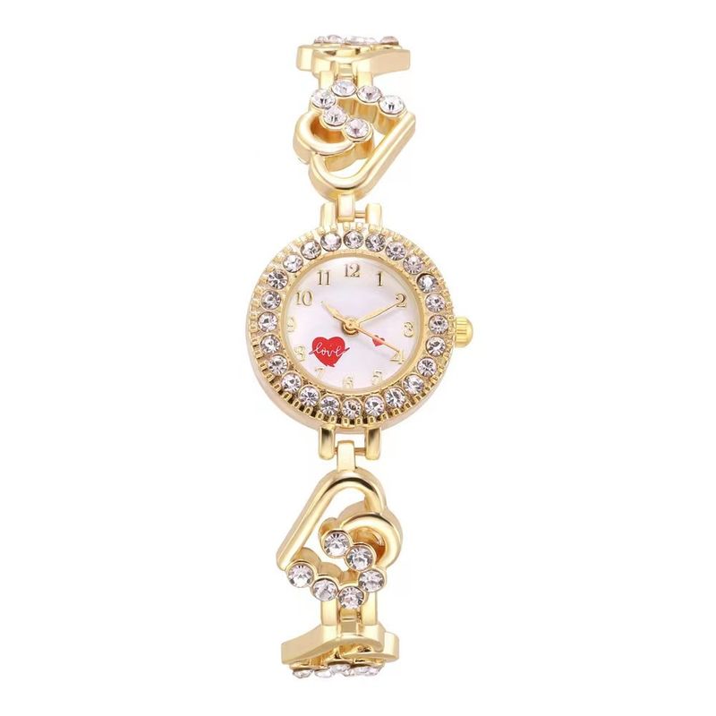 Dameshorloges Twee sets Hart Diamant Armband Kleine Wijzerplaat Mode Dameshorloge Liefde Kleine Diamant Armband Horloge_voghion.com