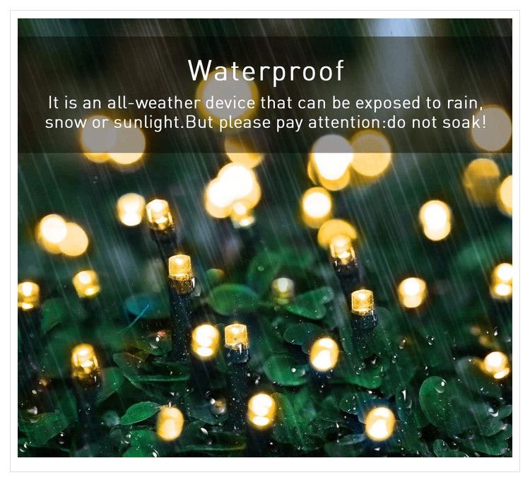 Christmas lighting festival outdoor waterproof courtyard Christmas copper wire string lights decorative lights LED solar light string_voghion.com