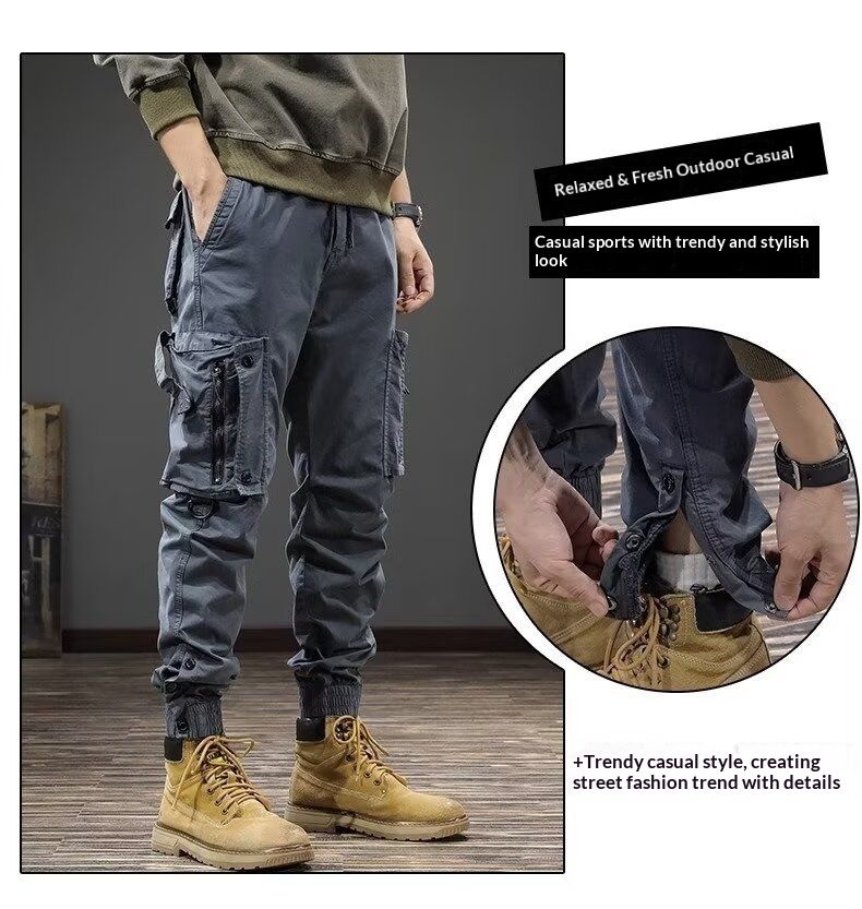 001 Chaolun - Pantalones deportivos multibolsillos para hombre, estilo americano, estilo cargo transfronterizo, para exteriores, estilo paracaidista_voghion.com