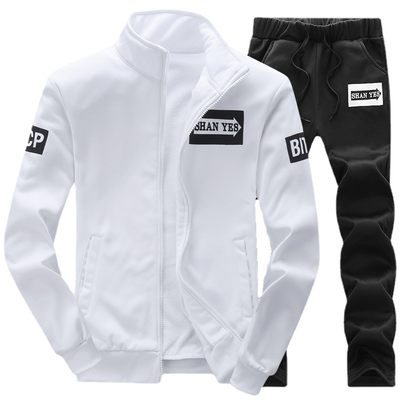 Ouma Novo Terno Esportivo Masculino Casal Casual Gola Alta Moletom Corrida Flecha Conjunto Primavera e Outono_voghion.com