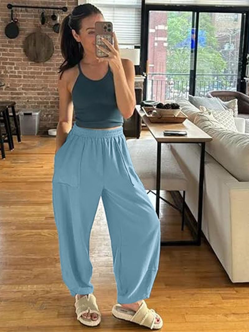 Women's Casual Jogger Pants With Pockets - Soft Stretch Polyester Tapered Pants For Workout, Office & Everyday Wear_voghion.com