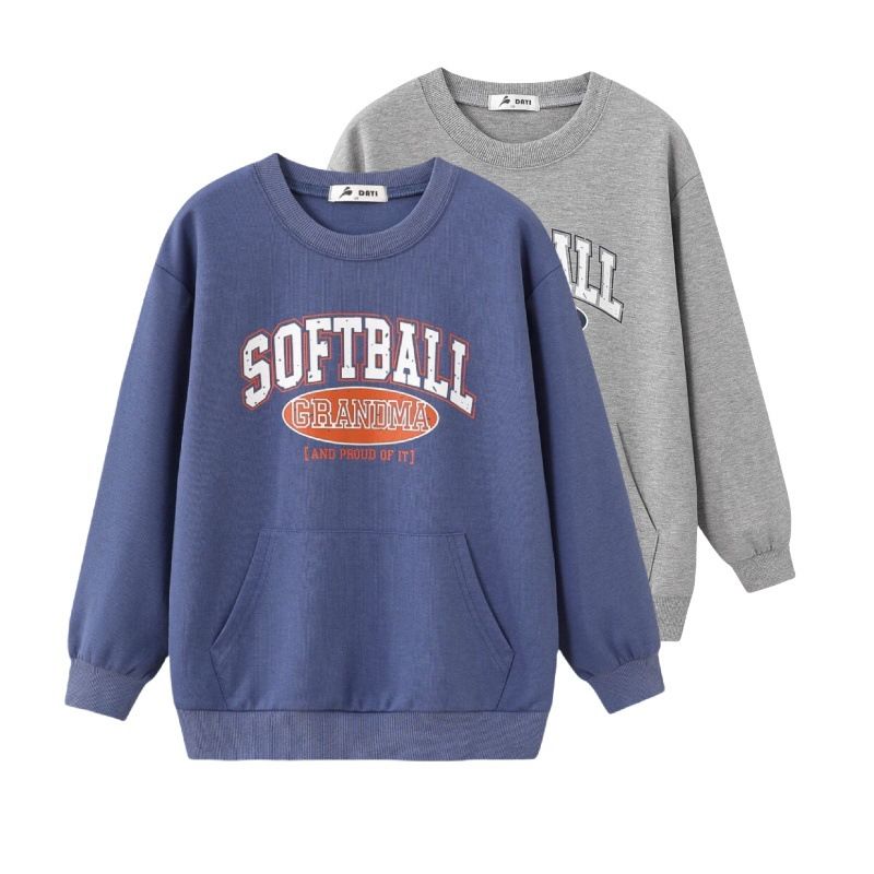 Mother & Kids Autumn New Children's Clothing Medium And Large Children's Letter Print Blue Sweatshirt Small Order Wholesale_voghion.com