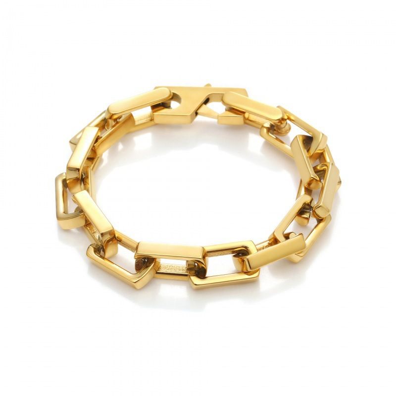 Bracciale in acciaio al titanio cubano color block temprato, vendita calda, chiusura quadrata geometrica, alla moda, unico, versatile_voghion.com