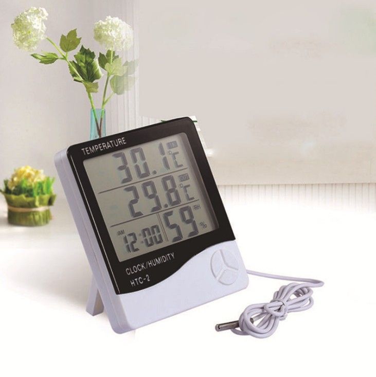 HTC-2 Indoor Outdoor Thermometer Hygrometer Mit Wecker, Dual Temperatur Display, Abnehmbare Sonde Für Home_voghion.com