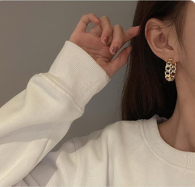 Pendientes de cadena con cierre de VENUS para mujer, aretes geométricos con personalidad, joyería, regalos al por mayor_voghion.com