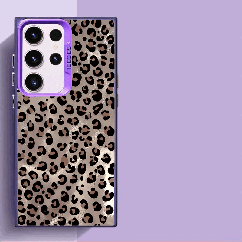 Leopardendruck Laser Hart Telefonshülle Fir Samsung Galaxy S25/S24/S23/S22/S21Ultra/Plus/FE/A25/A34/A54 Waasserdicht Stylescht Design_voghion.com