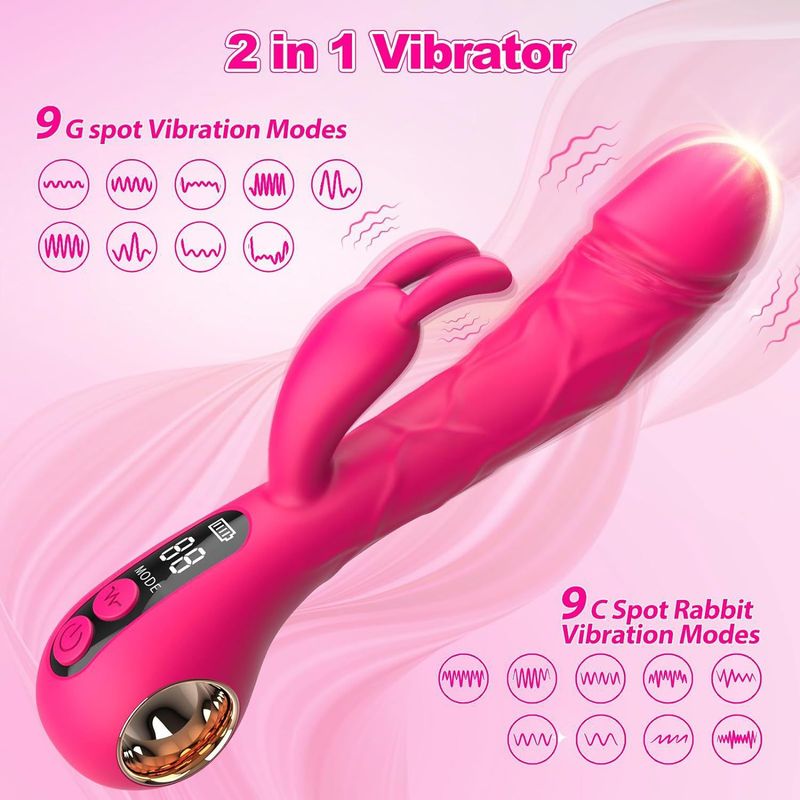 Gina Rabbit AV Vibrierender Penis Doppelkopf Vibrator Paar Flirten Weiblicher Masturbator Erwachsene Produkte_voghion.com