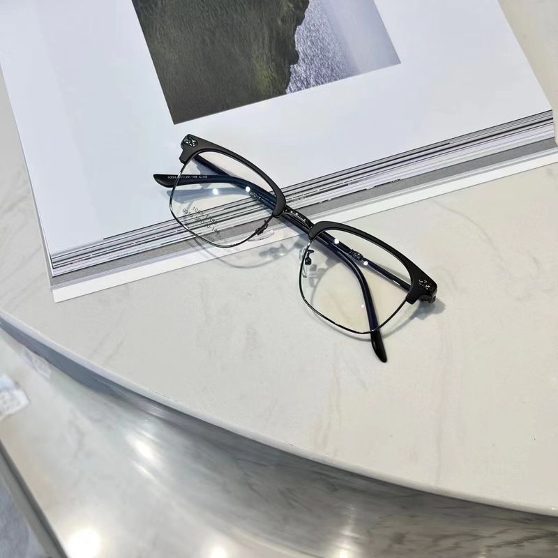 Men's business half TR eyebrow frame can be equipped with degree resistant blue light metal flat glasses 9355_voghion.com