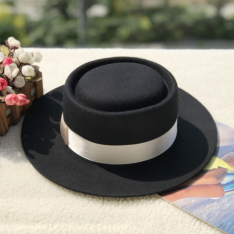 Volnen cilinder z ravnim vrhom v obliki prstana, otroški jesenski in zimski modni volneni klobuk z ravnim vrhom_voghion.com