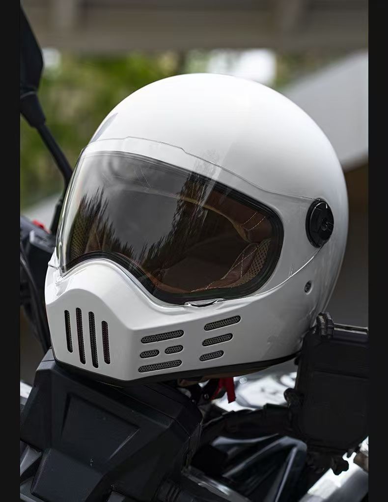 Casco integrale da moto retrò certificato 3C con Bluetooth - Design vintage "muso di maiale", calotta in ABS leggera, opzioni lenti trasparenti/fumé_voghion.com