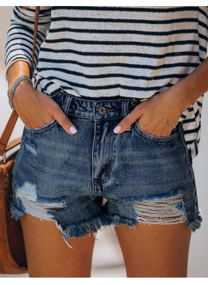 Damkläder The New Popular Stretchy Ripped Tofs Dam Jeans Shorts Populär Wish Super Hot_voghion.com