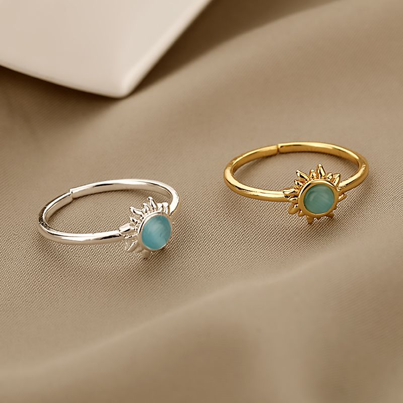 Fashion STAINLESS Steel Sonn Opal Fir Won Gold Faarf Koppel Réng Ästhetesch Engaent Hochzäit Ring Bijouen Party Cadeau Bague_voghion.com