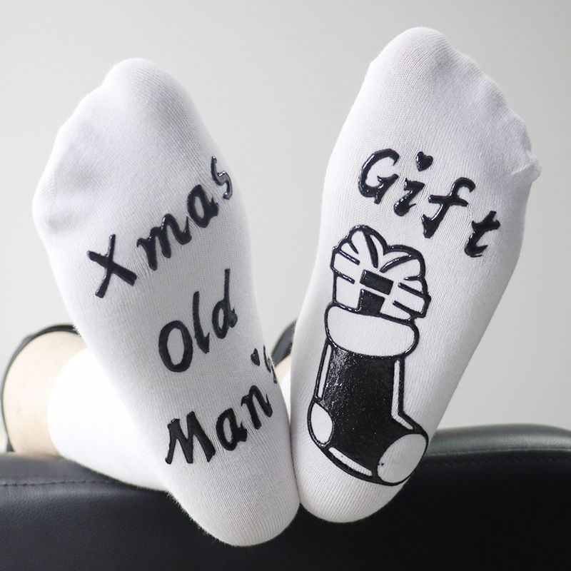 Julstrumpor för män och kvinnor med monogram, halkfria golvstrumpor i mitten av röret_voghion.com