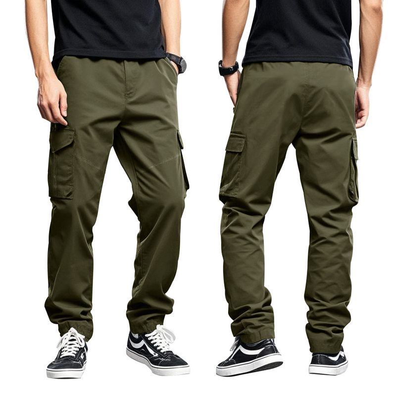 2025 Spring New American Style Loose Men's Casual Cargo Drawstring Multi-Pocket Straight Long Pants_voghion.com