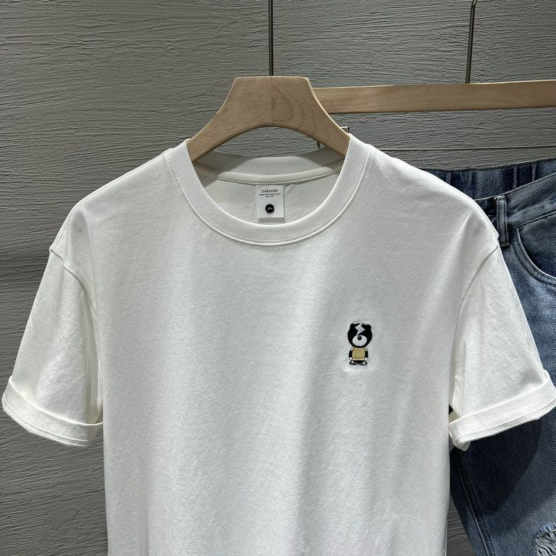 Ropa americana de verano para hombre, camiseta informal de manga corta con cuello redondo y estampado en la espalda, joven rufián guapo_voghion.com