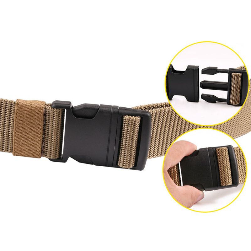 HOT Men' Fahion Nylon Canva Metal-Free Platic Buckle Military Tactical Belt Outdoor Sport Hiking Webbing Web Wait_voghion.com