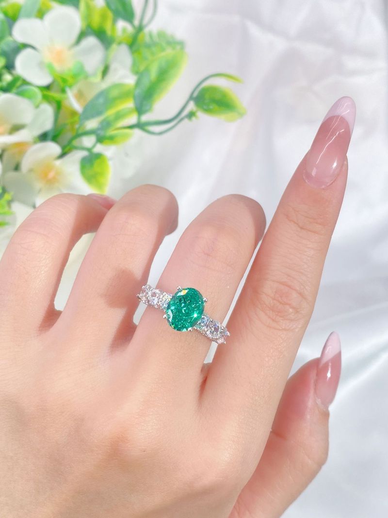Baifuni Jewelry S Silber Smaragd weibliche Palaibahao Set High Carbon Diamant Ring_voghion.com