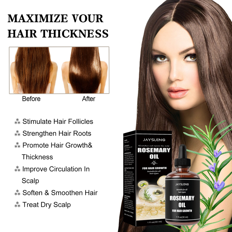 Olio essenziale di rosmarino Jaysuing per la cura dei capelli lisci e densi, ripara i capelli danneggiati, la coda secca e furiosa,_voghion.com