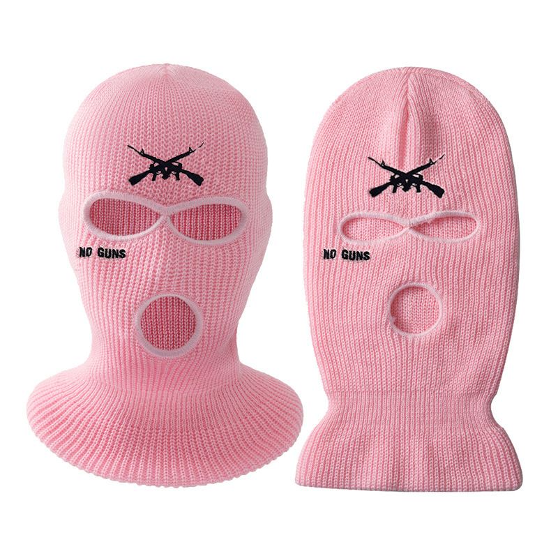 2025 New NO GUNS Embroidered Three-Hole Knitted Balafar Facekini Ski Hat_voghion.com