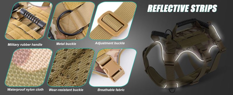 Taktisches Geschirr, atmungsaktiv, reflektierender Stil, große, leichte Leine, explosionssicher, unverzichtbar für das Gassigehen mit dem Hund_voghion.com
