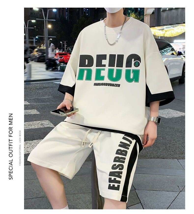 Abiti estivi per ragazzi, pantaloncini casual a maniche corte per adolescenti, abiti sportivi a maniche corte larghi e alla moda_voghion.com